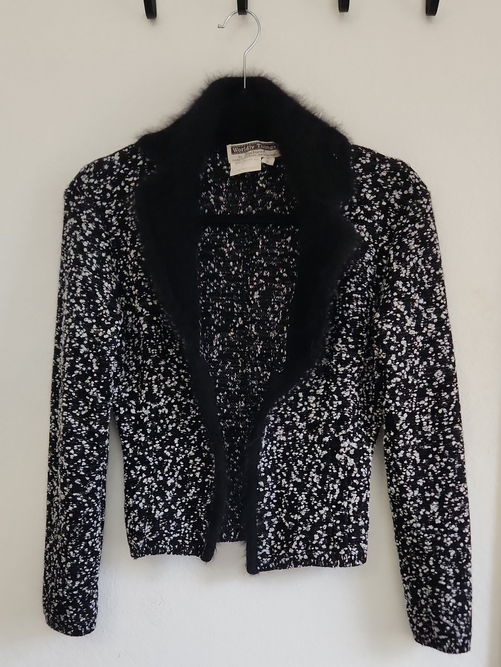 ​VTG 90s Chic Dark Academia Italian Wool Angora Collar Cardigan Jacket Size S